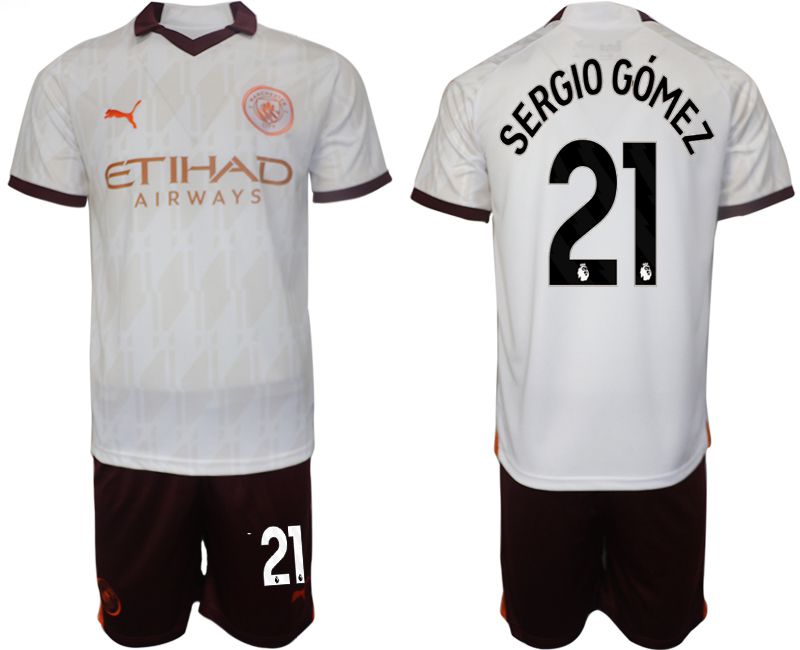 Men 2023-2024 Club Manchester City away white #21 Soccer Jersey